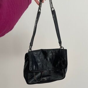Zara black Quilted Leather Shoulder Bag
